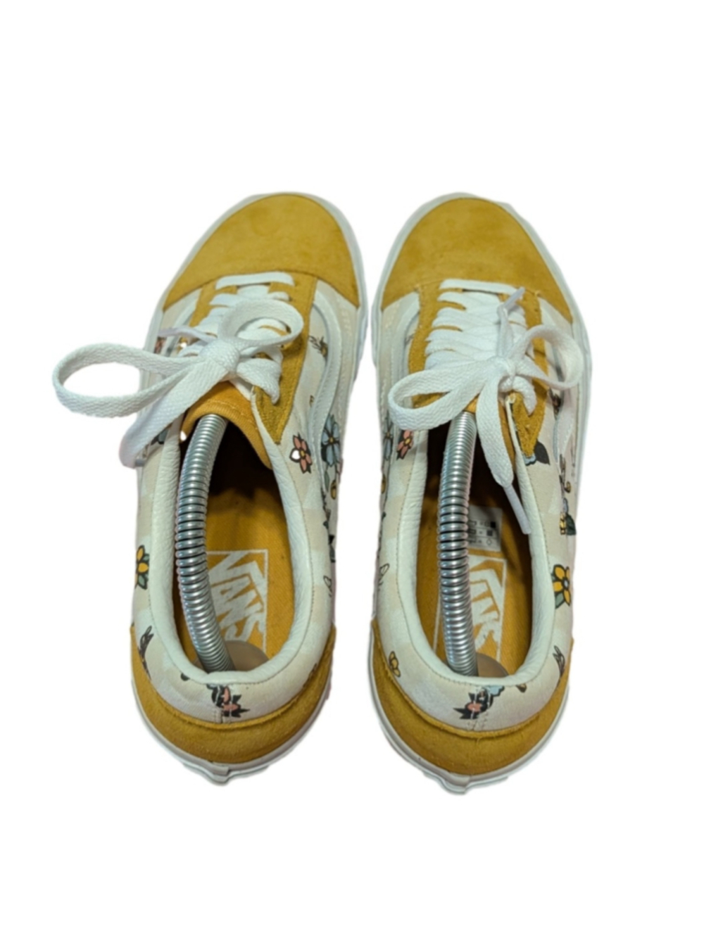 Vans Old Skool Floral Sneakers Yellow Beige Women's - Picture 6 of 11